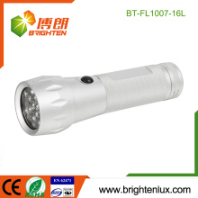 Factory Custom Made Housing 3*AAA battery Used Silver Color Bright Aluminum Metal 16 led Best Cheap Flashlight